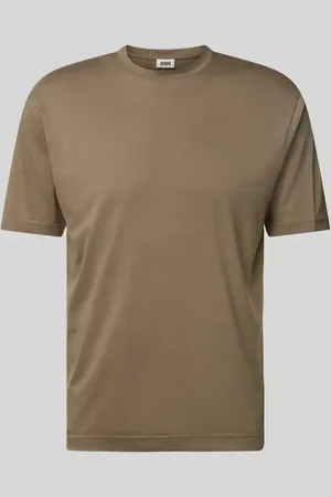 Drykorn T-shirt z prążkowanym, okrągłym dekoltem model ‘GILBERD’