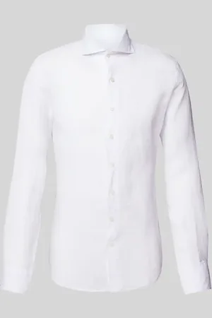 Profuomo Koszula lniana o kroju slim fit z kołnierzykiem typu cutaway