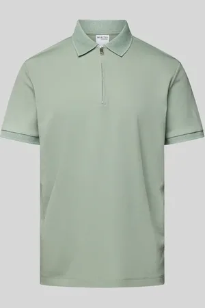 SELECTED Koszulka polo z krótkim zamkiem błyskawicznym