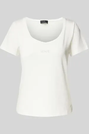monari T-shirt z prążkowanym dekoltem w łódkę