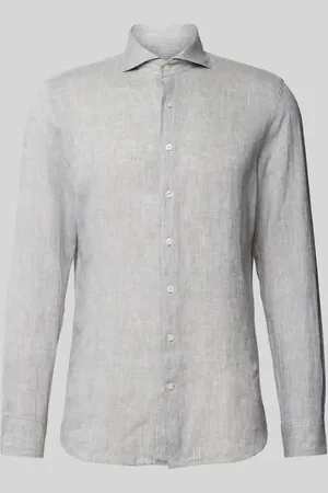 Profuomo Koszula lniana o kroju slim fit z kołnierzykiem typu cutaway