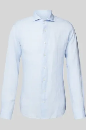 Profuomo Koszula lniana o kroju slim fit z kołnierzykiem typu cutaway