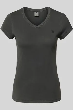 G-Star T-shirt z prążkowanym dekoltem w serek