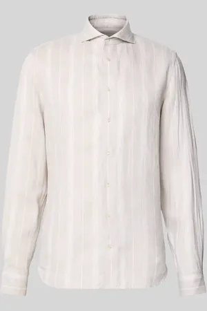 Profuomo Koszula lniana o kroju slim fit z kołnierzykiem typu cutaway