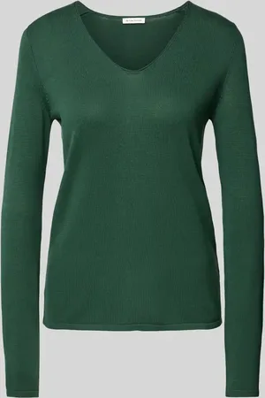 TOM TAILOR Sweter z dzianiny o kroju regular fit z mieszanki bawełny z dekoltem w serek