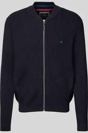 Fynch-Hatton Kardigan o kroju regular fit z wyhaftowanym logo
