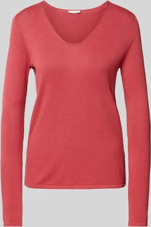 TOM TAILOR Sweter z dzianiny o kroju regular fit z mieszanki bawełny z dekoltem w serek