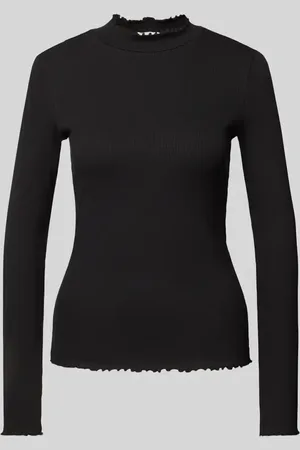 TOM TAILOR Bluzka o kroju slim fit z mieszanki bawełny z długim rękawem i falbanami