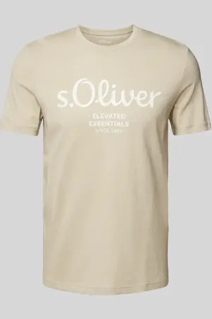 QS by s.Oliver T-shirt o kroju regular fit z czystej bawełny z nadrukiem z logo i napisem