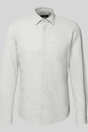 Cinque Koszula lniana o kroju slim fit z kołnierzykiem typu kent model ‘STEVEN’