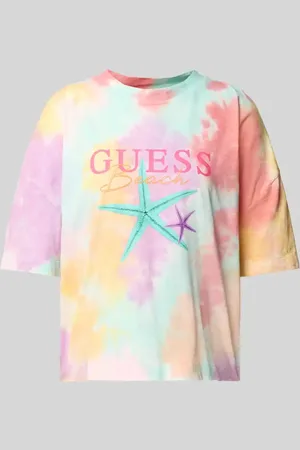 Guess T-shirt o pudełkowym kroju z obniżonymi ramionami model ‘STARFISH’