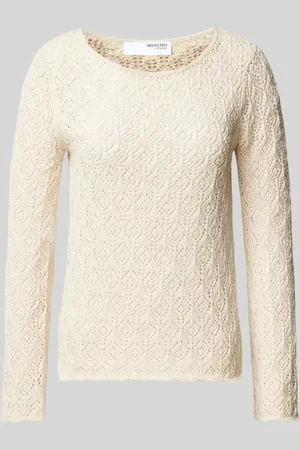 SELECTED Sweter z dzianiny z okrągłym dekoltem model ‘NIVA’