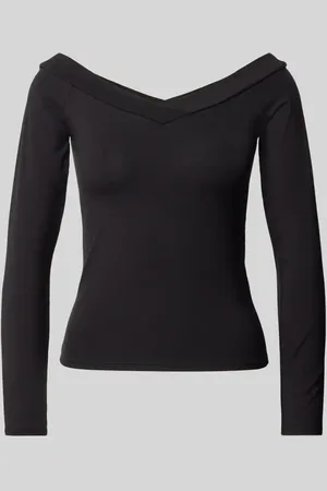 Pieces® Bluzka z długim rękawem o kroju regular fit z dodatkiem wiskozy model ‘MALIVA’