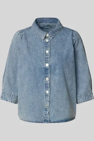 Lollys Laundry Bluzka koszulowa z materiału stylizowanego na denim model 