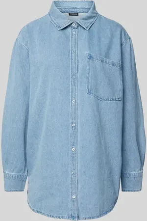 Pieces® Koszula jeansowa o luźnym kroju z mieszanki bawełny model ‘MAISIE’