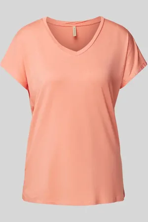 soyaconcept T-shirt z prążkowanym dekoltem w serek model ‘Marica’