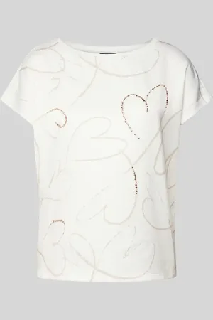 QS by s.Oliver T-shirt o kroju regular fit z obszyciem kamieniami stras