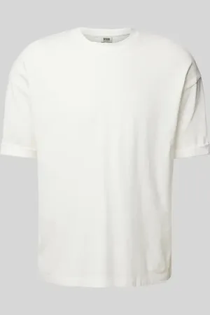 Drykorn T-shirt z prążkowanym, okrągłym dekoltem model ‘NOLIEN’