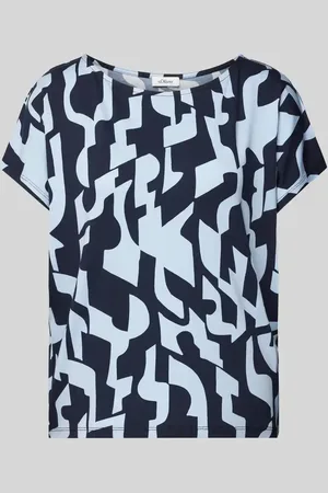 QS by s.Oliver T-shirt o luźnym kroju z mieszanki wiskozy z abstrakcyjnym wzorem
