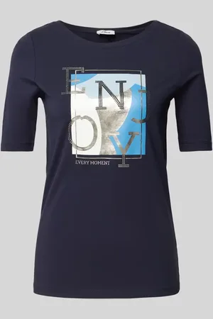 QS by s.Oliver T-shirt o kroju regular fit z nadrukiem z napisem