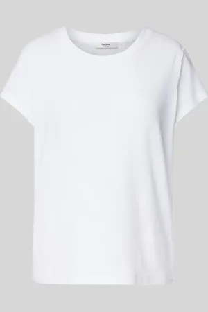 Pepe Jeans T-shirt z prążkowanym, okrągłym dekoltem model ‘MEGAN’