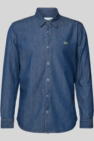 Lacoste Koszula jeansowa o kroju regular fit z naszywką z logo