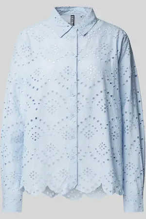Pieces® Bluzka z długim rękawem o kroju regular fit z czystej bawełny model ‘VILDE’