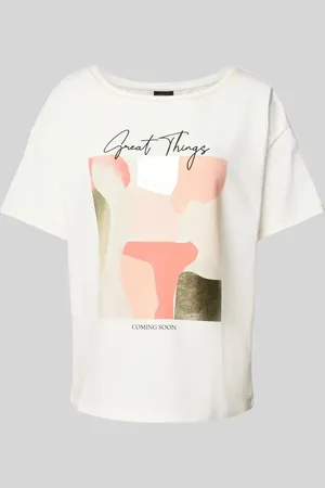 QS by s.Oliver T-shirt o luźnym kroju z mieszanki bawełny z kontrastowymi szwami