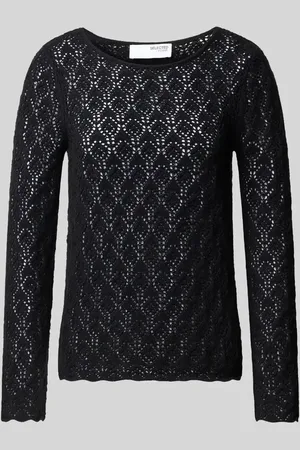 SELECTED Sweter z dzianiny z okrągłym dekoltem model ‘NIVA’