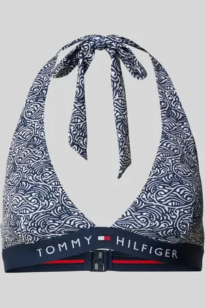 Tommy Hilfiger Top bikini z wyhaftowanym logo na pasku pod biustem
