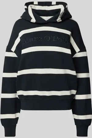 Marc O’ Polo Bluza z kapturem o kroju relaxed fit z czystej bawełny ze wzorem w paski