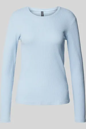 Pieces® Bluzka z długim rękawem o kroju slim fit z mieszanki bawełny ekologicznej model ‘RUKA’