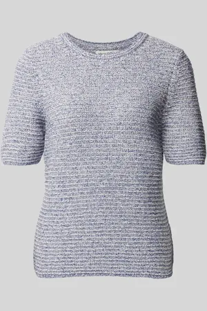 Marc O’ Polo Sweter z krótkim rękawem o kroju slim fit z mieszanki bawełny z efektem melanżu