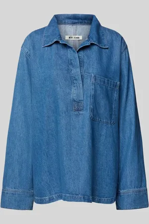 Mac Bluzka jeansowa o kroju relaxed fit z kieszenią na piersi