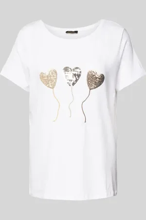 More & More T-shirt z cekinowym obszyciem i okrągłym dekoltem
