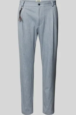 Club of Gents Spodnie o kroju tapered fit z zakładkami w pasie i aplikacją model ‘Olf’