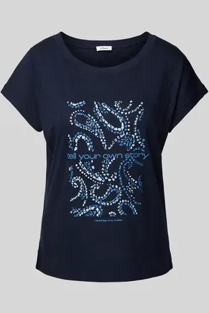 QS by s.Oliver T-shirt z mieszanki bawełny i wiskozy z nadrukiem w artystycznym stylu
