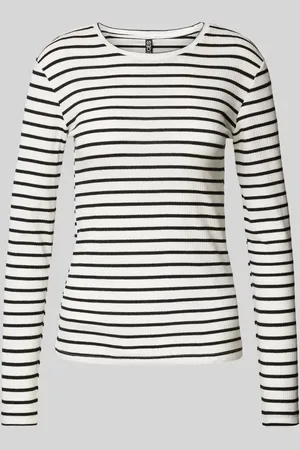 Pieces® Bluzka z długim rękawem o kroju slim fit z mieszanki bawełny ekologicznej model ‘RUKA’