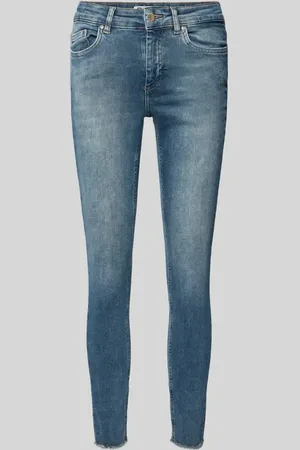 ONLY Jeansy o kroju skinny fit z mieszanki bawełny z zakończeniem nogawek z frędzlami model ‘BLUSH’