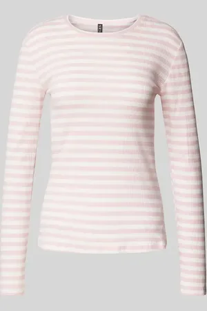 Pieces® Bluzka z długim rękawem o kroju slim fit z mieszanki bawełny ekologicznej model ‘RUKA’