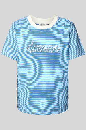 QS by s.Oliver T-shirt o kroju regular fit z czystej bawełny z napisem z biżuteryjnych pereł