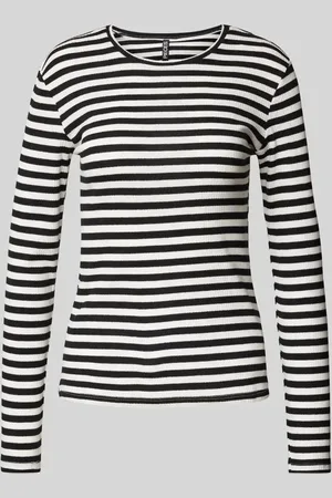 Pieces® Bluzka z długim rękawem o kroju slim fit z mieszanki bawełny ekologicznej model ‘RUKA’