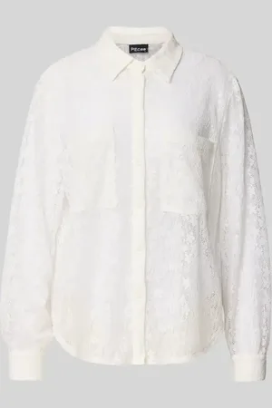 Pieces® Bluzka z długim rękawem o kroju relaxed fit z koronki model ‘SCOUT’
