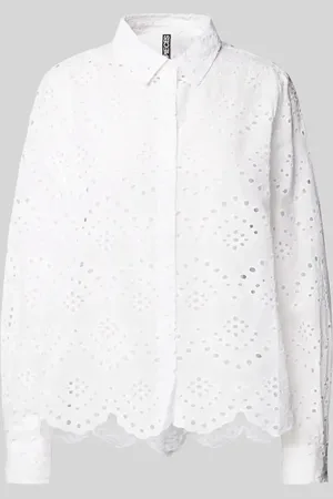 Pieces® Bluzka z długim rękawem o kroju regular fit z czystej bawełny model ‘VILDE’