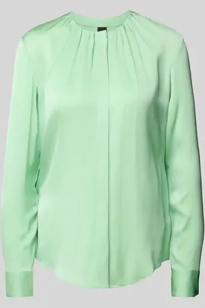 HUGO BOSS Bluzka jedwabna o kroju regular fit z plisami model ‘Banorah’