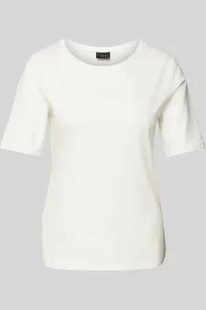 QS by s.Oliver T-shirt o kroju shaped fit z mieszanki bawełny z satynowym obszyciem przy dekolcie