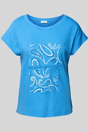 QS by s.Oliver T-shirt z mieszanki bawełny i wiskozy z nadrukiem w artystycznym stylu