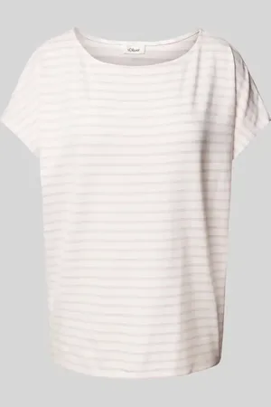QS by s.Oliver T-shirt o kroju relaxed fit z mieszanki wiskozy z obniżonymi ramionami