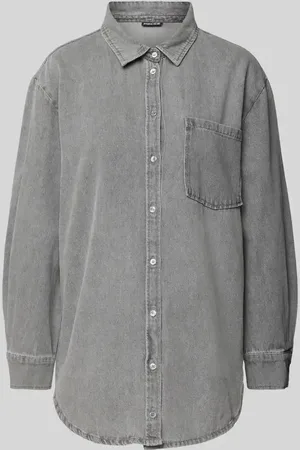 Pieces® Koszula jeansowa o luźnym kroju z mieszanki bawełny model ‘MAISIE’