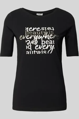 QS by s.Oliver T-shirt o kroju regular fit z nadrukiem z napisem